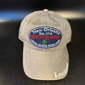 New Orleans French Quarter Gray Cotton Baseball Cap Adult OSFM Adjustable Hat